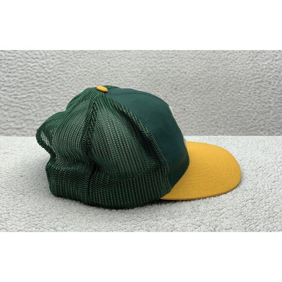 VTG Twins Oakland Athletics Trucker Hat Mens Snapback Green Yellow A's Logo MLB - Picture 5 of 8